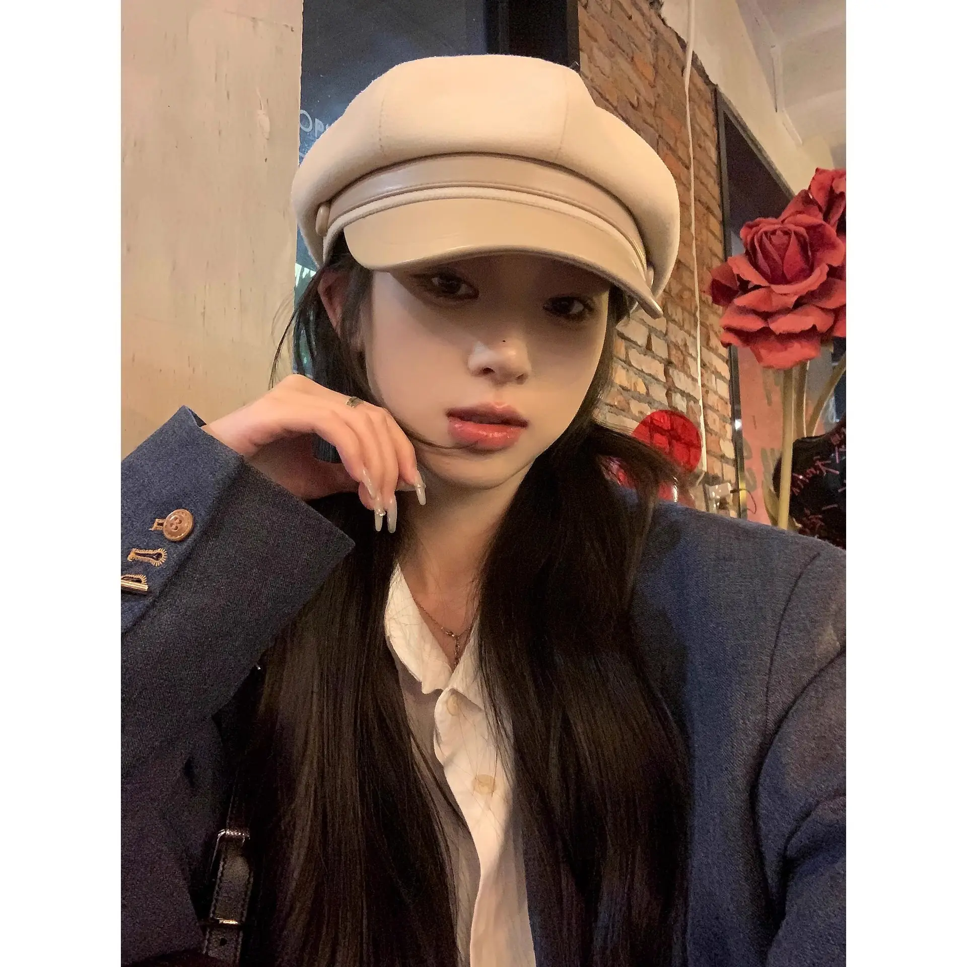 Women Wool Hat Black Octagonal Winter Face Slimming - Image 3