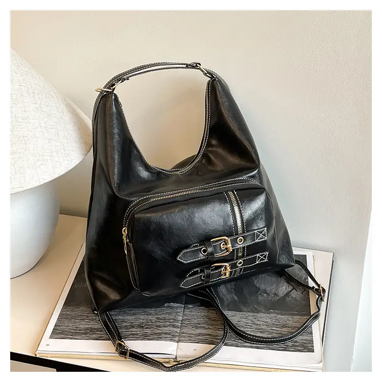 New Women's Black & Brown Shoulder Bags with Buckle Decor — feature 20