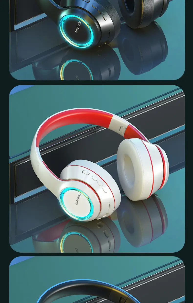Wireless Bluetooth Headset Red White Gaming Subwoofer β feature 18