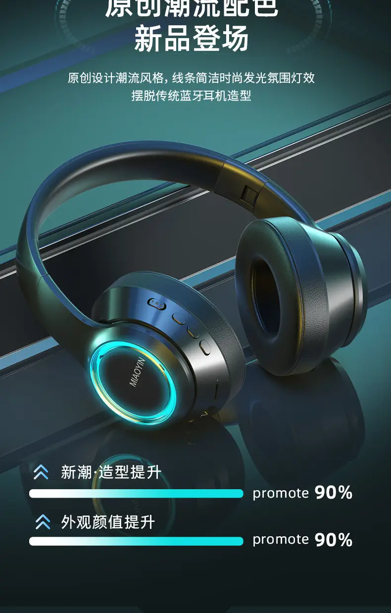 Wireless Bluetooth Headset Red White Gaming Subwoofer β feature 3