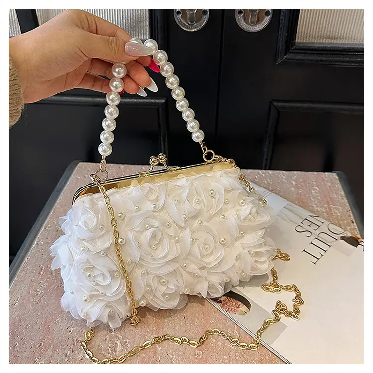 Evening Bags 2025 Cross-Border New Fashion Flower Bridage Bag Chain Single Shoulder Crosbody Handbag for Women - Image 3
