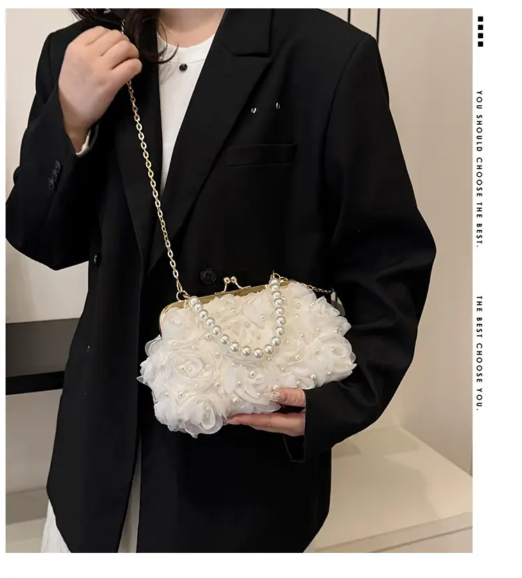 Evening Bags 2025 Cross-Border New Fashion Flower Bridage Bag Chain Single Shoulder Crosbody Handbag for Women — feature 1