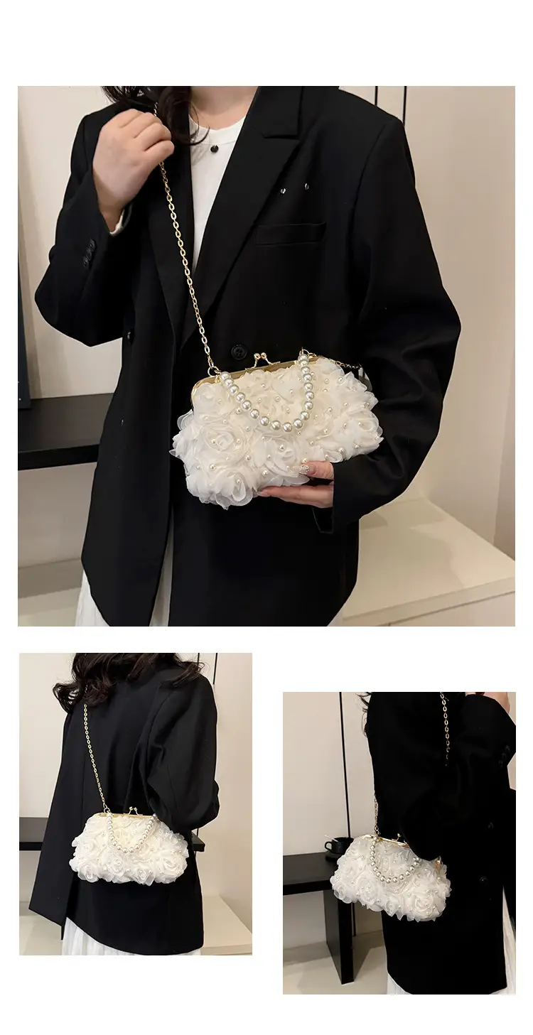 Evening Bags 2025 Cross-Border New Fashion Flower Bridage Bag Chain Single Shoulder Crosbody Handbag for Women — feature 12
