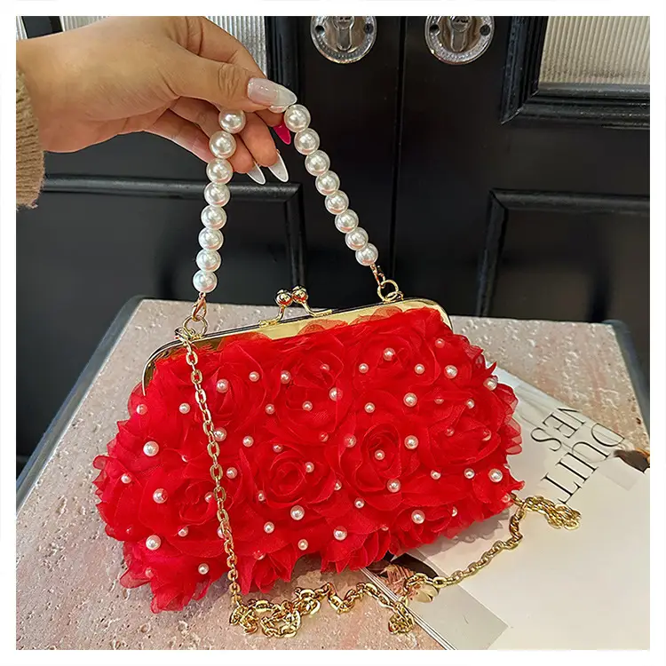 Evening Bags 2025 Cross-Border New Fashion Flower Bridage Bag Chain Single Shoulder Crosbody Handbag for Women — feature 16