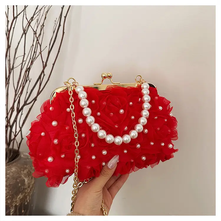 Evening Bags 2025 Cross-Border New Fashion Flower Bridage Bag Chain Single Shoulder Crosbody Handbag for Women — feature 21