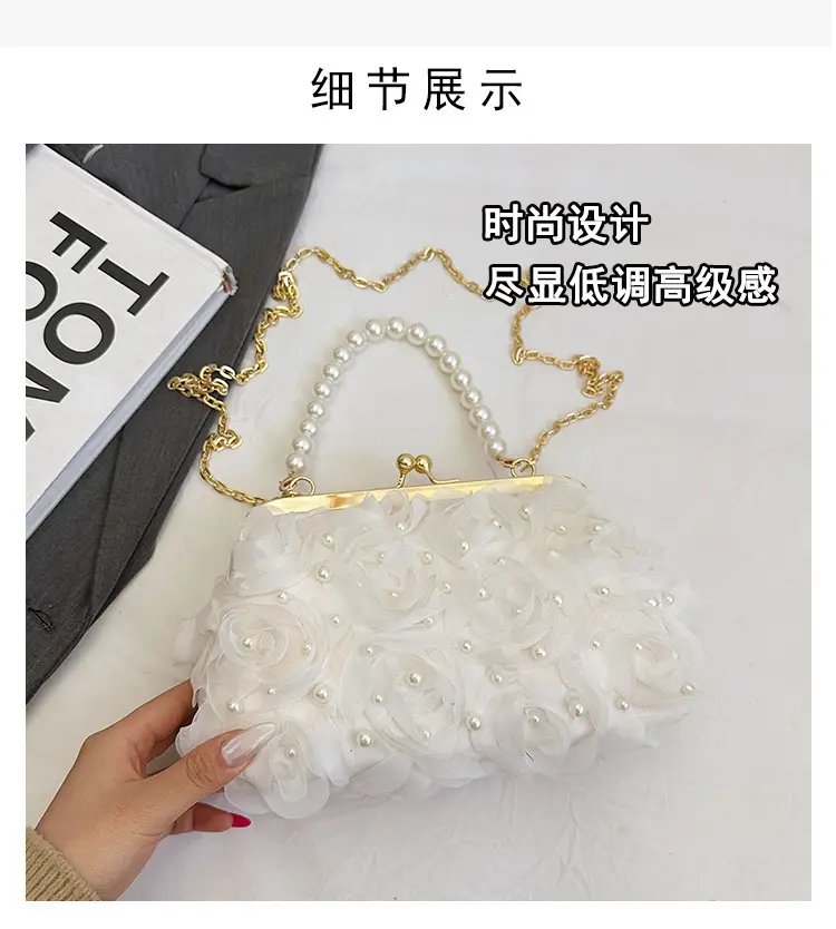 Evening Bags 2025 Cross-Border New Fashion Flower Bridage Bag Chain Single Shoulder Crosbody Handbag for Women — feature 4