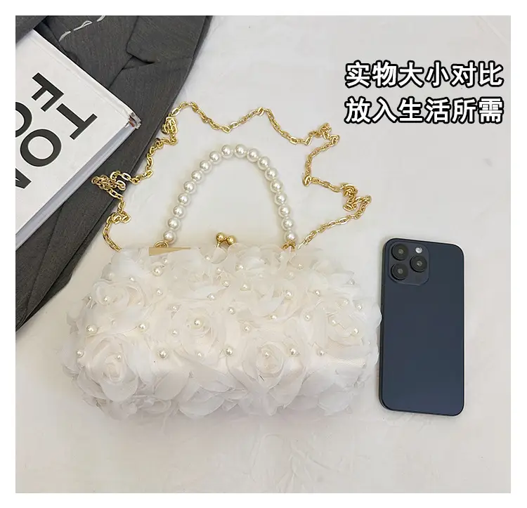 Evening Bags 2025 Cross-Border New Fashion Flower Bridage Bag Chain Single Shoulder Crosbody Handbag for Women — feature 6