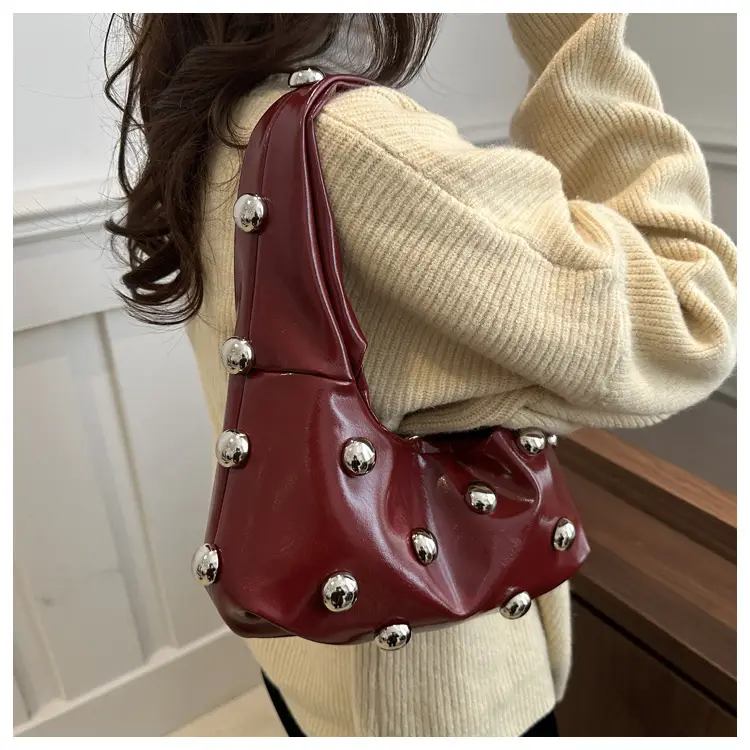 White Rivet Ball Handbag for Women — feature 12