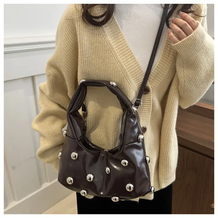 White Rivet Ball Handbag for Women — feature 13