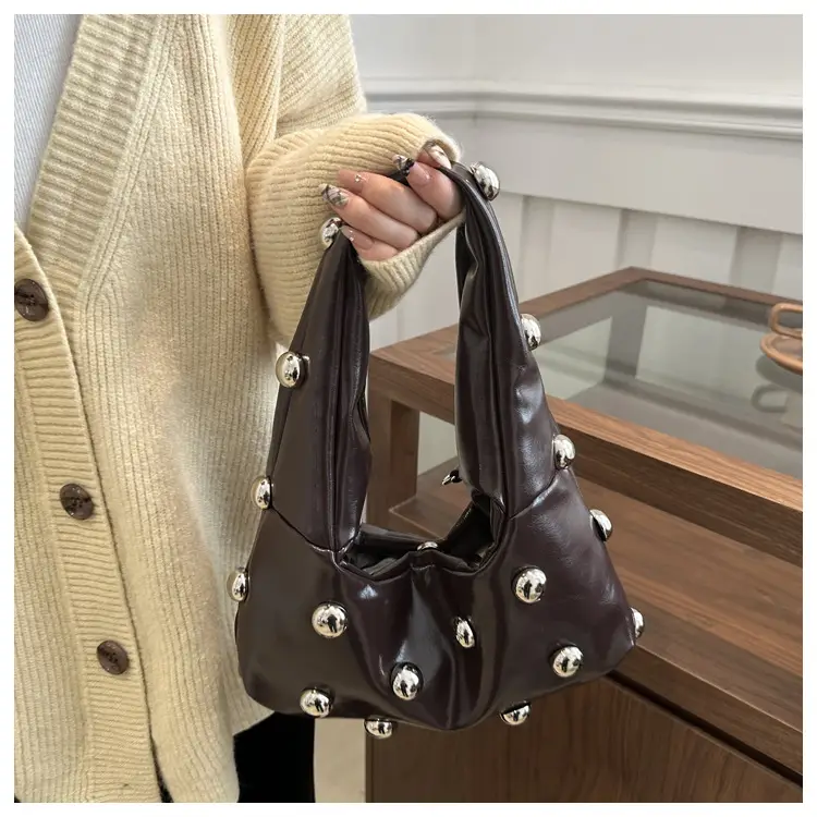 White Rivet Ball Handbag for Women — feature 14