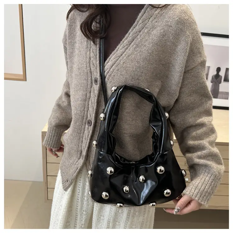 White Rivet Ball Handbag for Women — feature 16