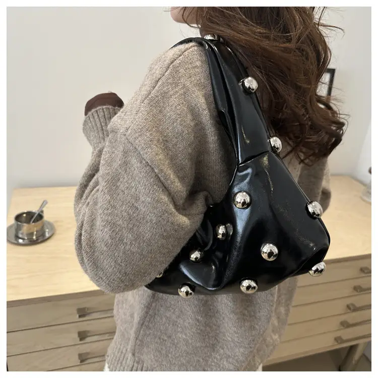 White Rivet Ball Handbag for Women — feature 18