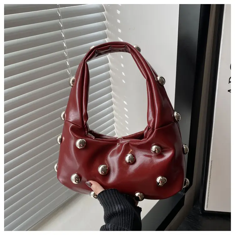 White Rivet Ball Handbag for Women — feature 19