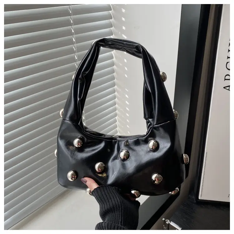 White Rivet Ball Handbag for Women — feature 21