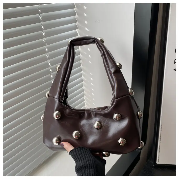 White Rivet Ball Handbag for Women — feature 22