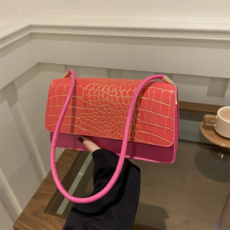 Black Croc Leather Handbag for Women - Image 9
