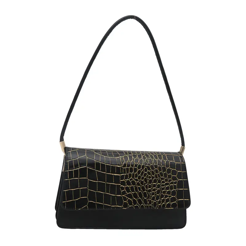 Black Croc Leather Handbag for Women - Image 10