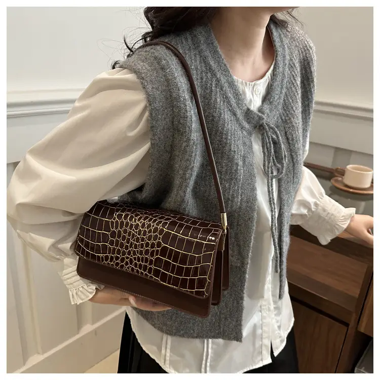 Black Croc Leather Handbag for Women — feature 18