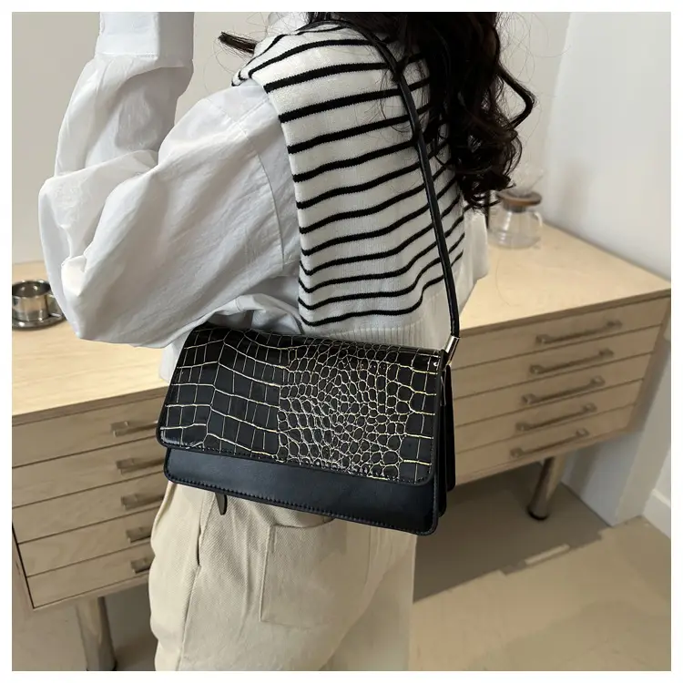 Black Croc Leather Handbag for Women — feature 19