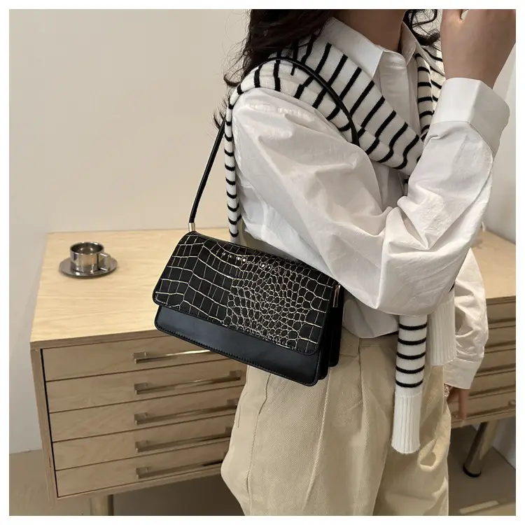 Black Croc Leather Handbag for Women — feature 20