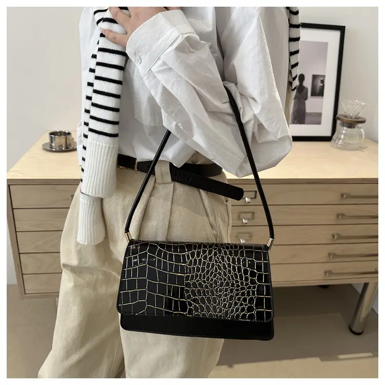 Black Croc Leather Handbag for Women — feature 21