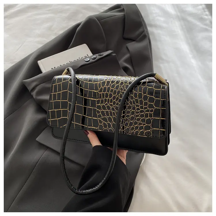 Black Croc Leather Handbag for Women — feature 22