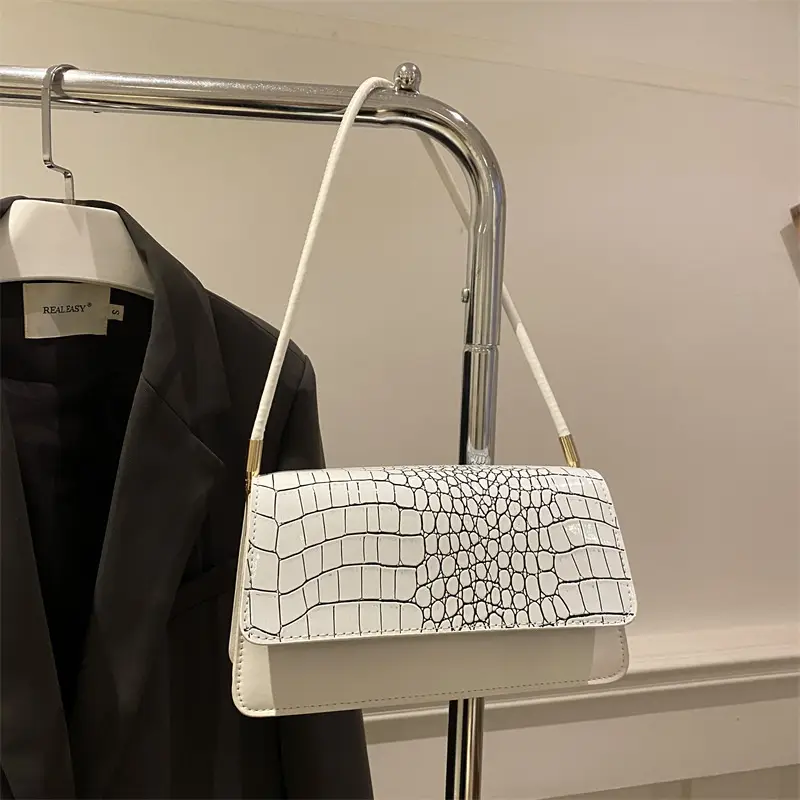 Black Croc Leather Handbag for Women - Image 2