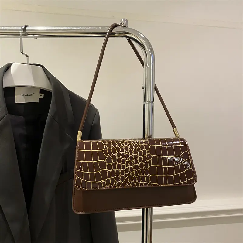 Black Croc Leather Handbag for Women - Image 4