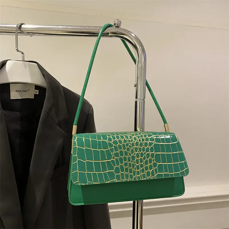 Black Croc Leather Handbag for Women - Image 5
