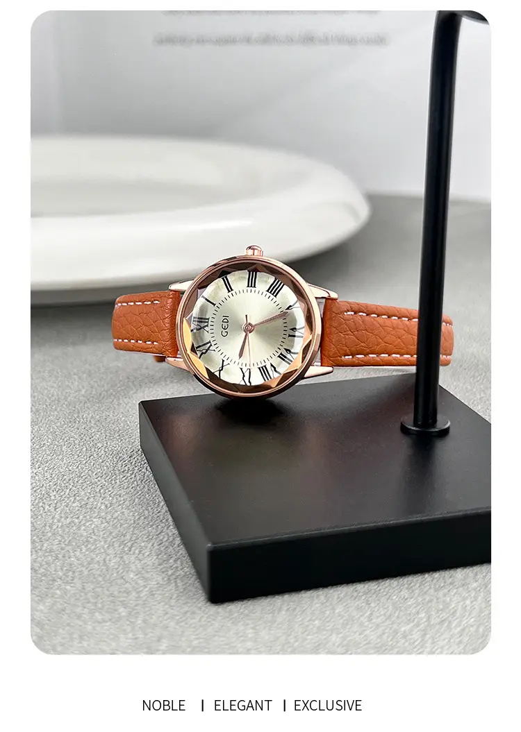 Goldie Women's Quartz Watch with Brown Leather Strap — feature 10
