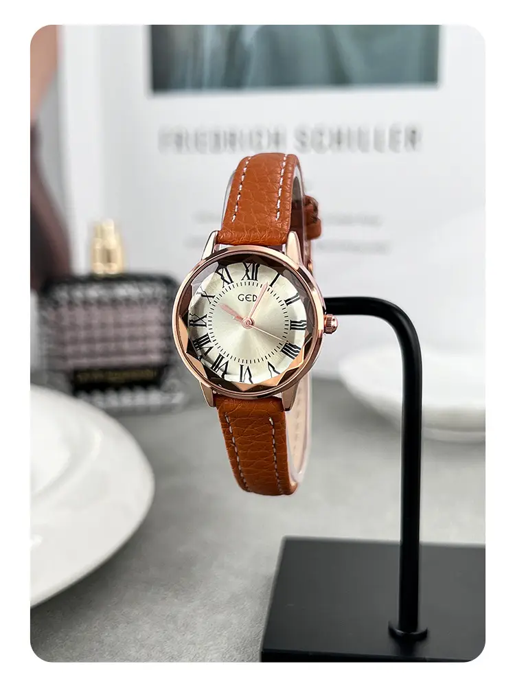 Goldie Women's Quartz Watch with Brown Leather Strap — feature 11