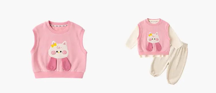 Dudu Jia Pink Cat Print Kids Strappy Suit Spring — feature 13