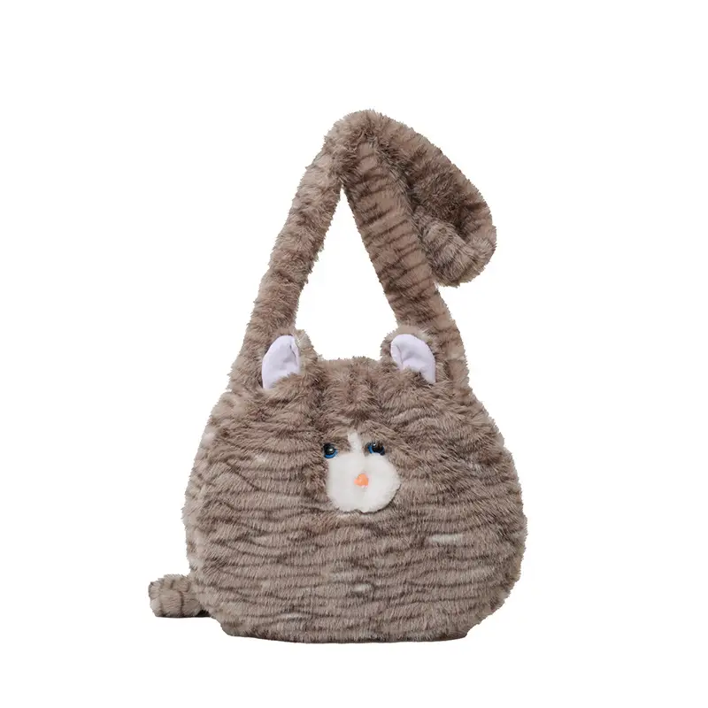 Cute Plush Cat Messenger Bag 2025 New Women's Instagram Style Girl's Soft Cute Furry Large Capacity Shoulder Bag - Image 6