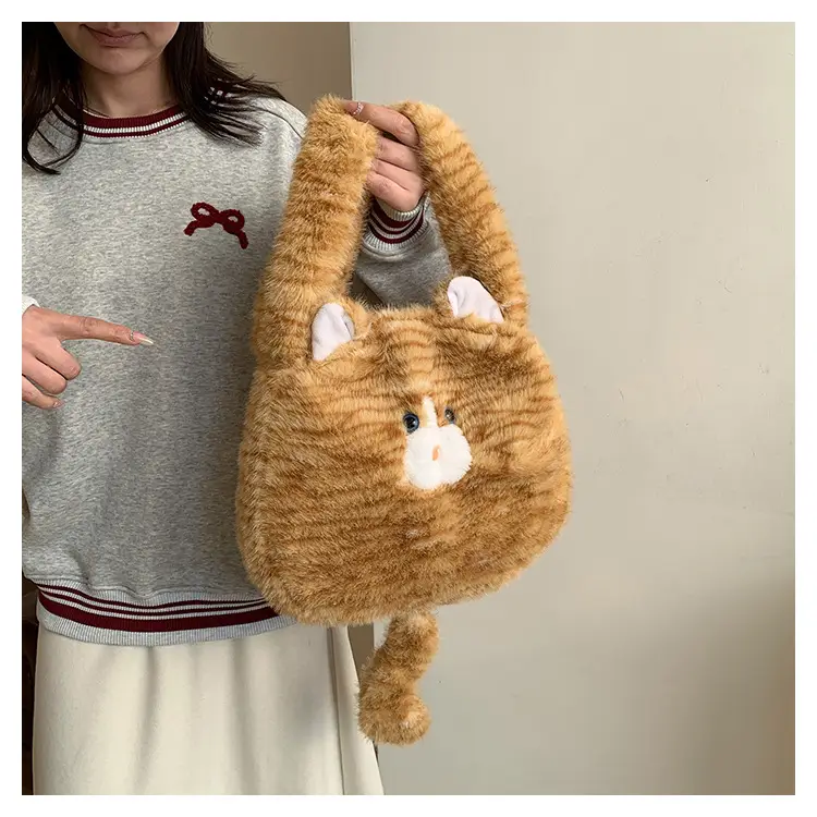 Cute Plush Cat Messenger Bag 2025 New Women's Instagram Style Girl's Soft Cute Furry Large Capacity Shoulder Bag — feature 14