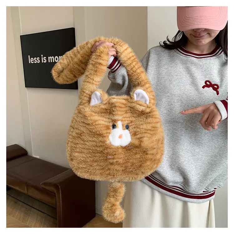 Cute Plush Cat Messenger Bag 2025 New Women's Instagram Style Girl's Soft Cute Furry Large Capacity Shoulder Bag — feature 18