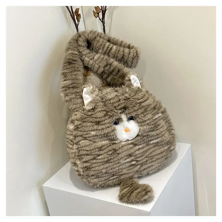 Cute Plush Cat Messenger Bag 2025 New Women's Instagram Style Girl's Soft Cute Furry Large Capacity Shoulder Bag — feature 23