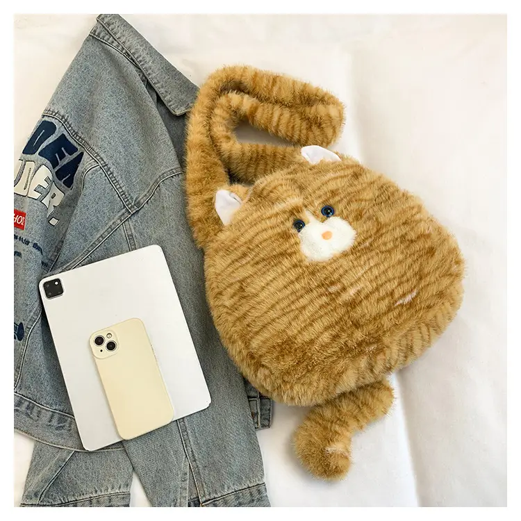 Cute Plush Cat Messenger Bag 2025 New Women's Instagram Style Girl's Soft Cute Furry Large Capacity Shoulder Bag — feature 24