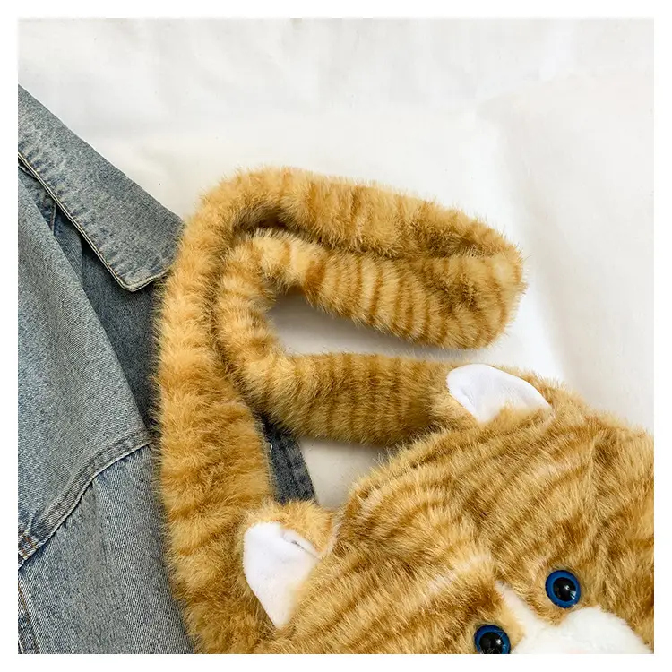 Cute Plush Cat Messenger Bag 2025 New Women's Instagram Style Girl's Soft Cute Furry Large Capacity Shoulder Bag — feature 25