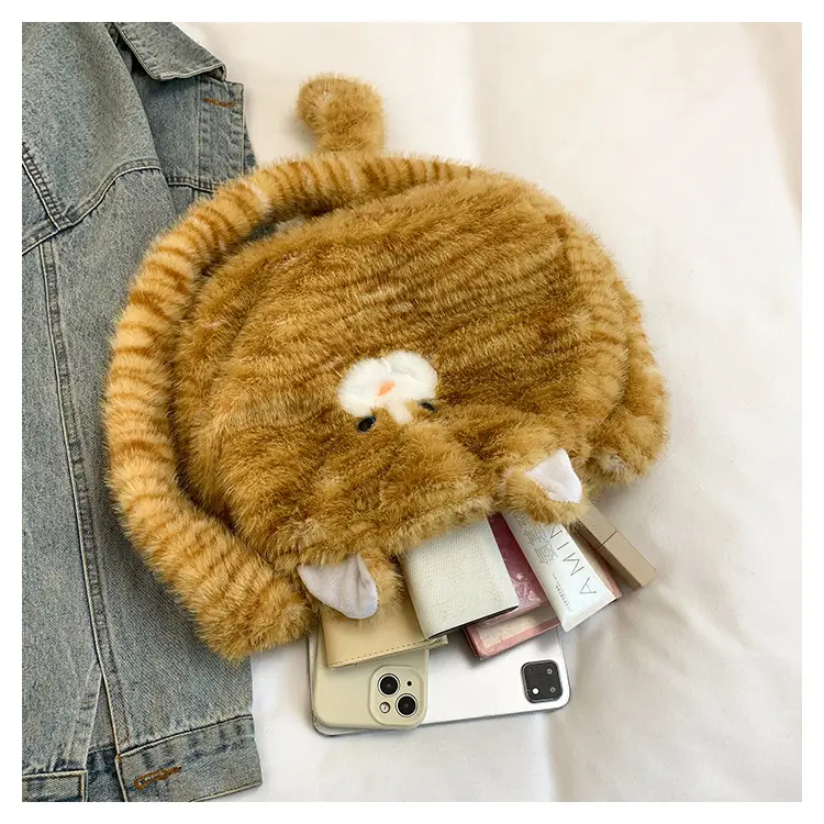 Cute Plush Cat Messenger Bag 2025 New Women's Instagram Style Girl's Soft Cute Furry Large Capacity Shoulder Bag — feature 33