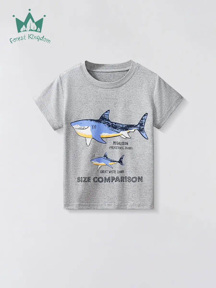 Gray Cotton T-Shirt for Boys Summer Wear