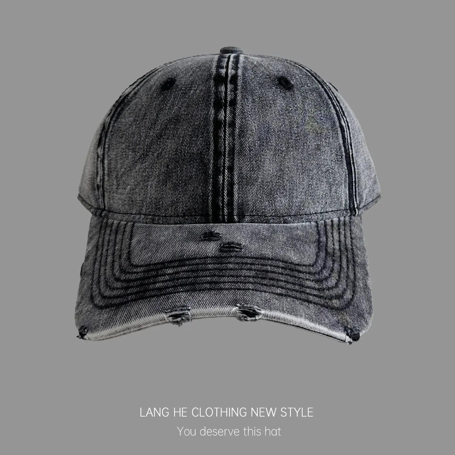Customized Hole Wash Denim Baseball Cap for Men Women