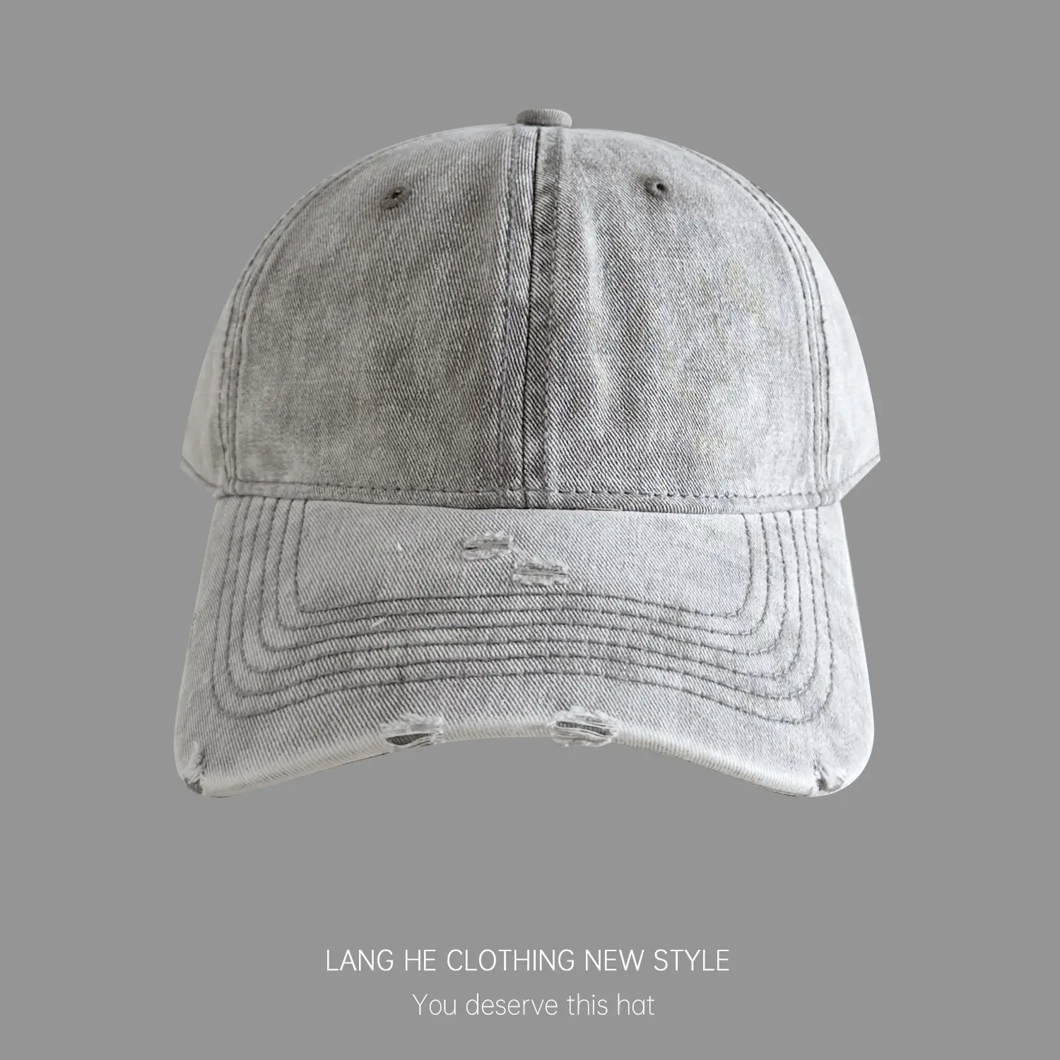 Customized Hole Wash Denim Baseball Cap for Men Women