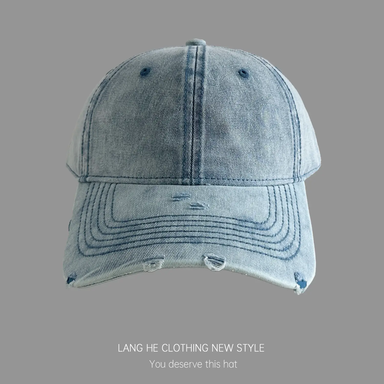Customized Hole Wash Denim Baseball Cap for Men Women