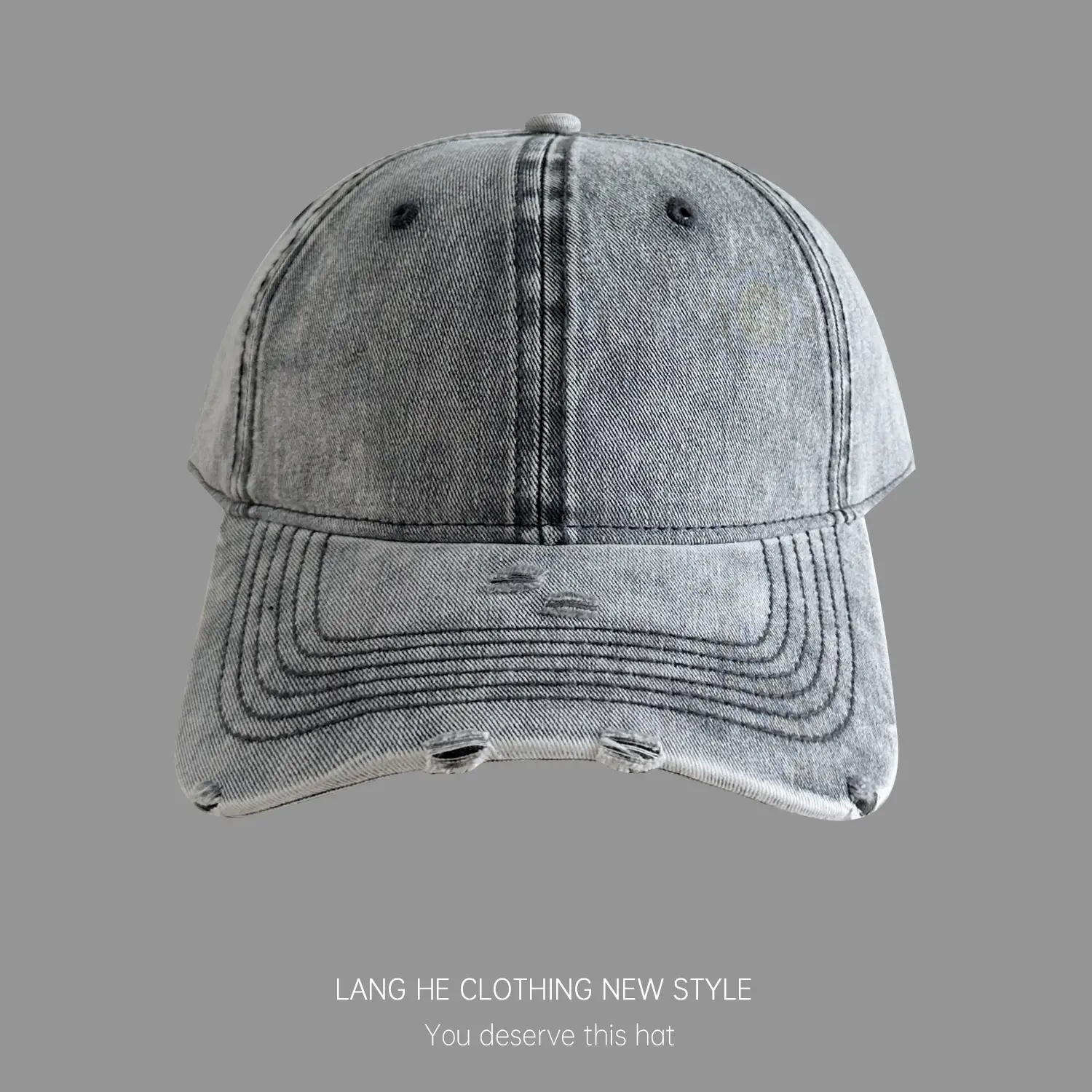 Customized Hole Wash Denim Baseball Cap for Men Women