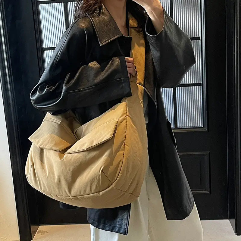 Beige Crossbody Tote Bag for Women Large Capacity