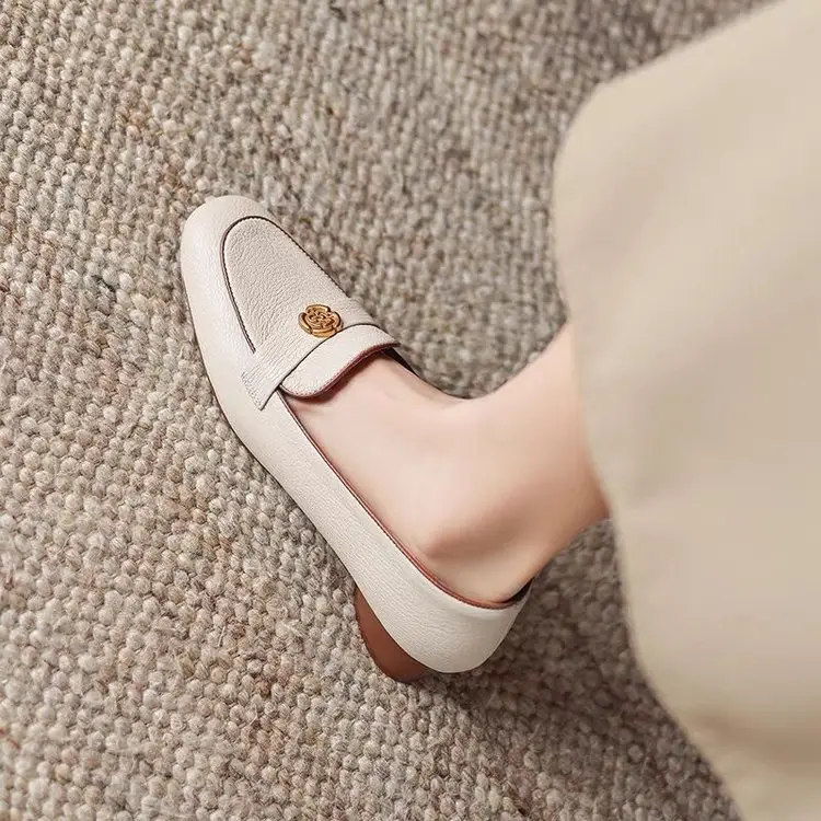 Vintage Slip-on French Women's Leather Shoes 2025 - Image 3