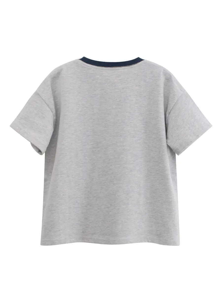 Gray Cotton T-Shirt for Boys Summer Wear - Image 6