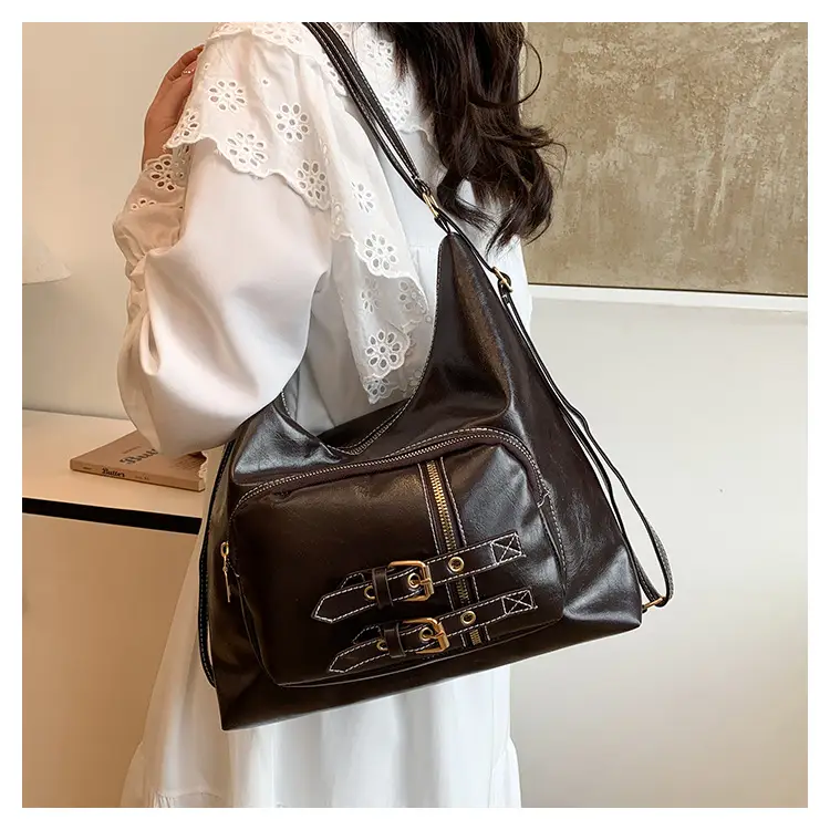 Black Women's Shoulder Bag with Buckle Decor — feature 11