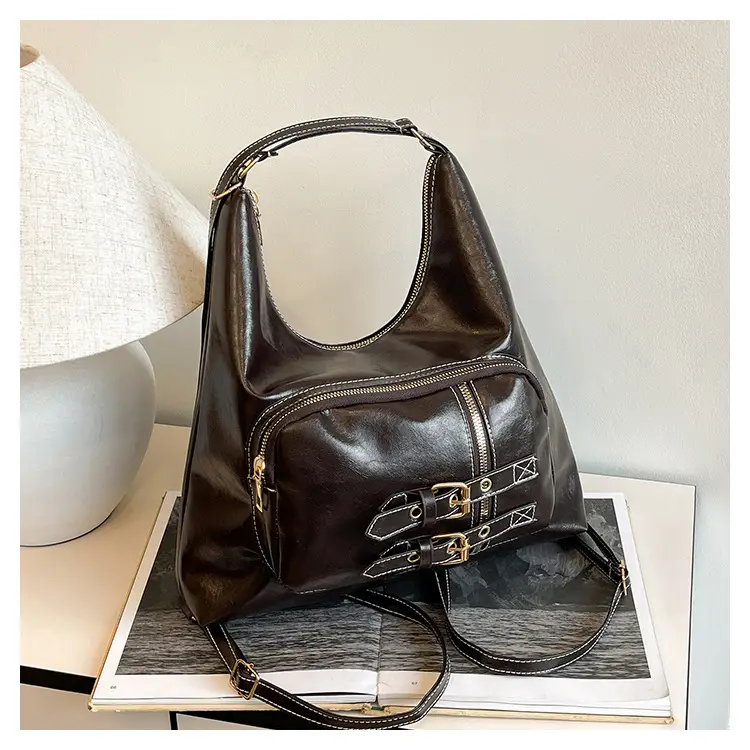 Black Women's Shoulder Bag with Buckle Decor — feature 19