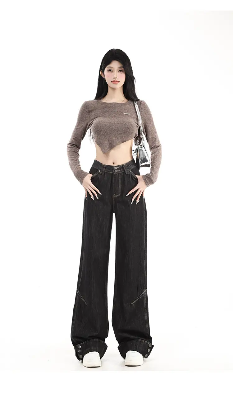Dark Blue Cuffed Wide Leg Jeans for Tall Women — feature 11